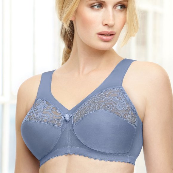 Set of 3! 40B Glamorise MAGIC LIFT Full Figure Bra (COMFORT-STRAPS) Blue-Ice - Picture 12 of 13